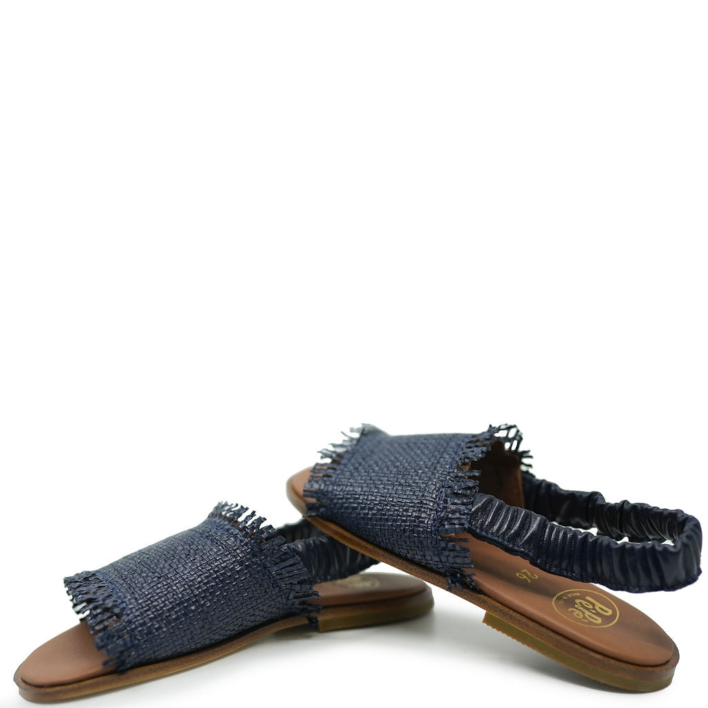 Pepe Navy Weave Elastic Sandal-Tassel Children Shoes