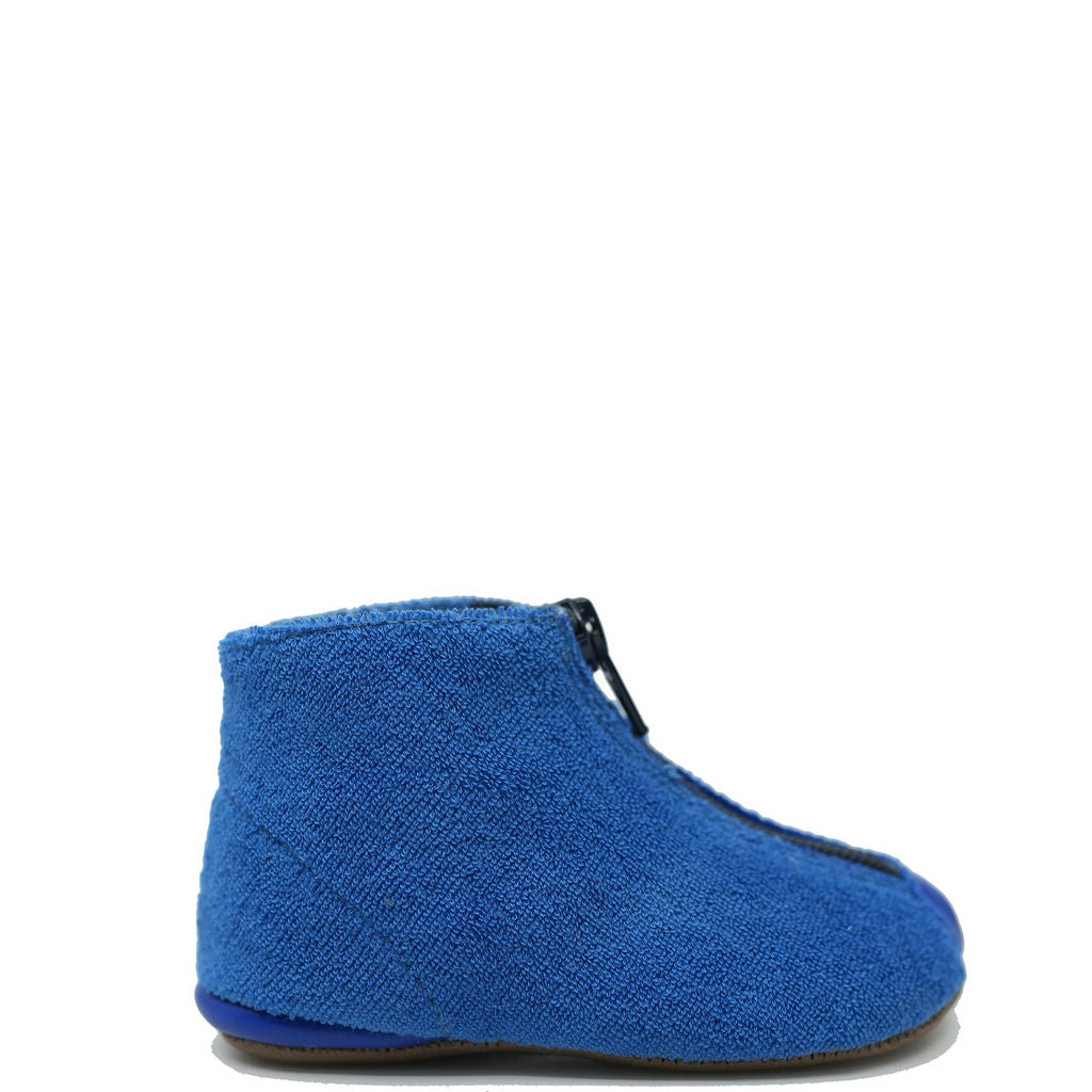 Pepe Blue Terry Zipper Baby Bootie-Tassel Children Shoes
