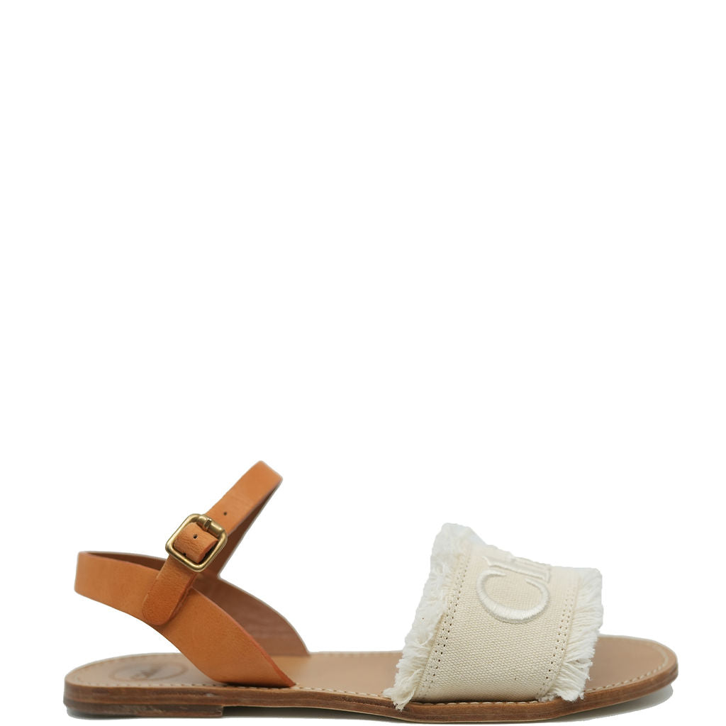 Chloe Ivory Logo Buckle Sandal-Tassel Children Shoes