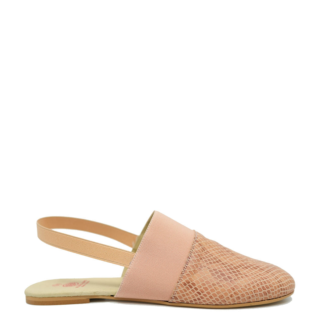 Blublonc Salmon Snakeskin Mule-Tassel Children Shoes