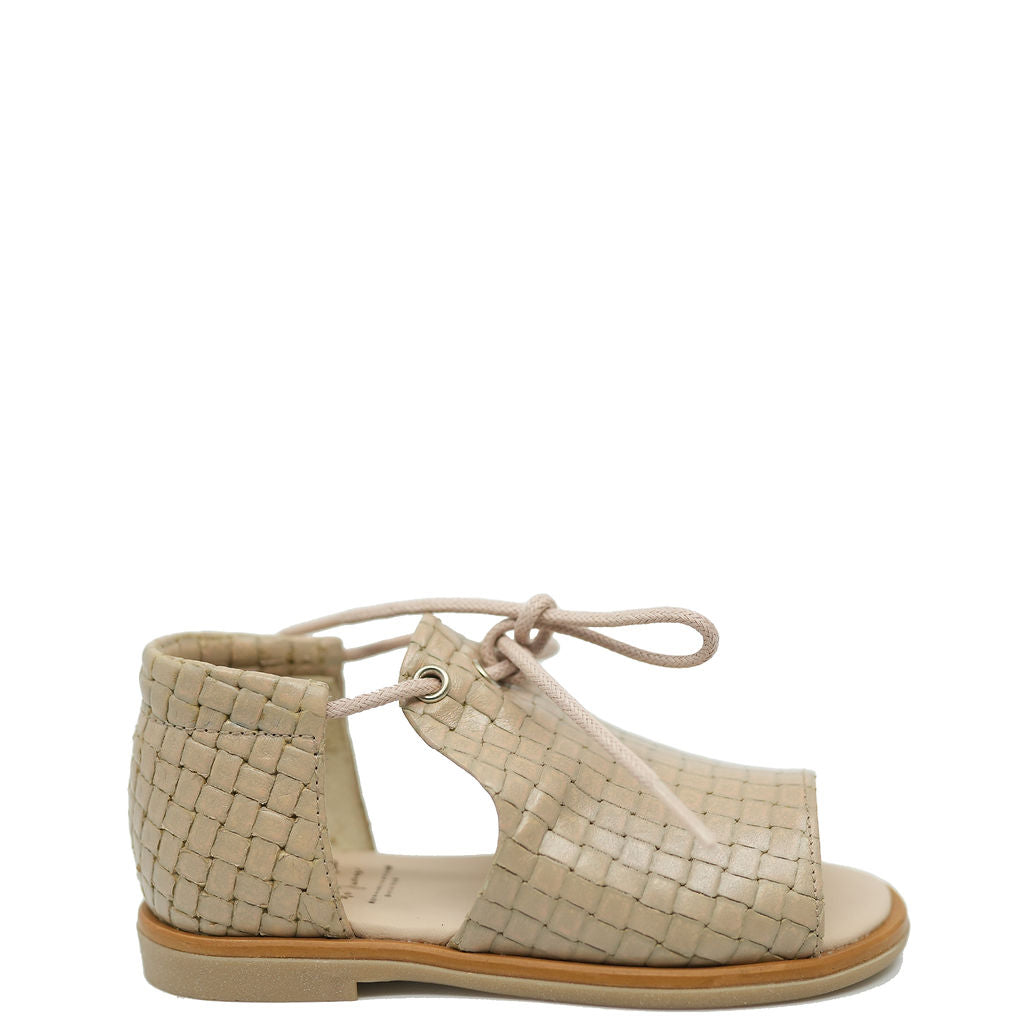 Manuela Taupe Weave Lace Baby Sandal-Tassel Children Shoes