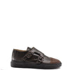 Blublonc Moca Herringbone Double Monk Velcro Dress Sneaker-Tassel Children Shoes