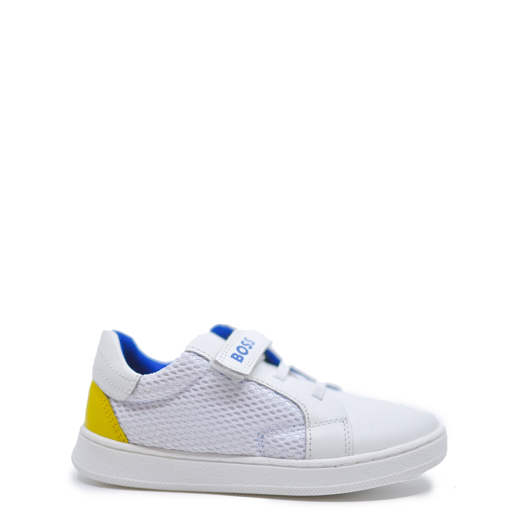 Hugo Boss White and Yellow Velcro Sneaker-Tassel Children Shoes