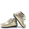 Atlanta Mocassin Gold Metallic Heart Velcro Baby Booie-Tassel Children Shoes