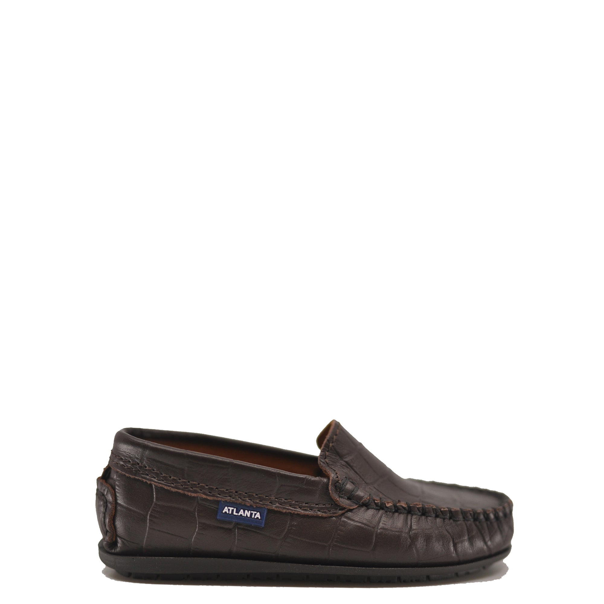 Atlanta Mocassin Dark Brown Croc Loafer-Tassel Children Shoes