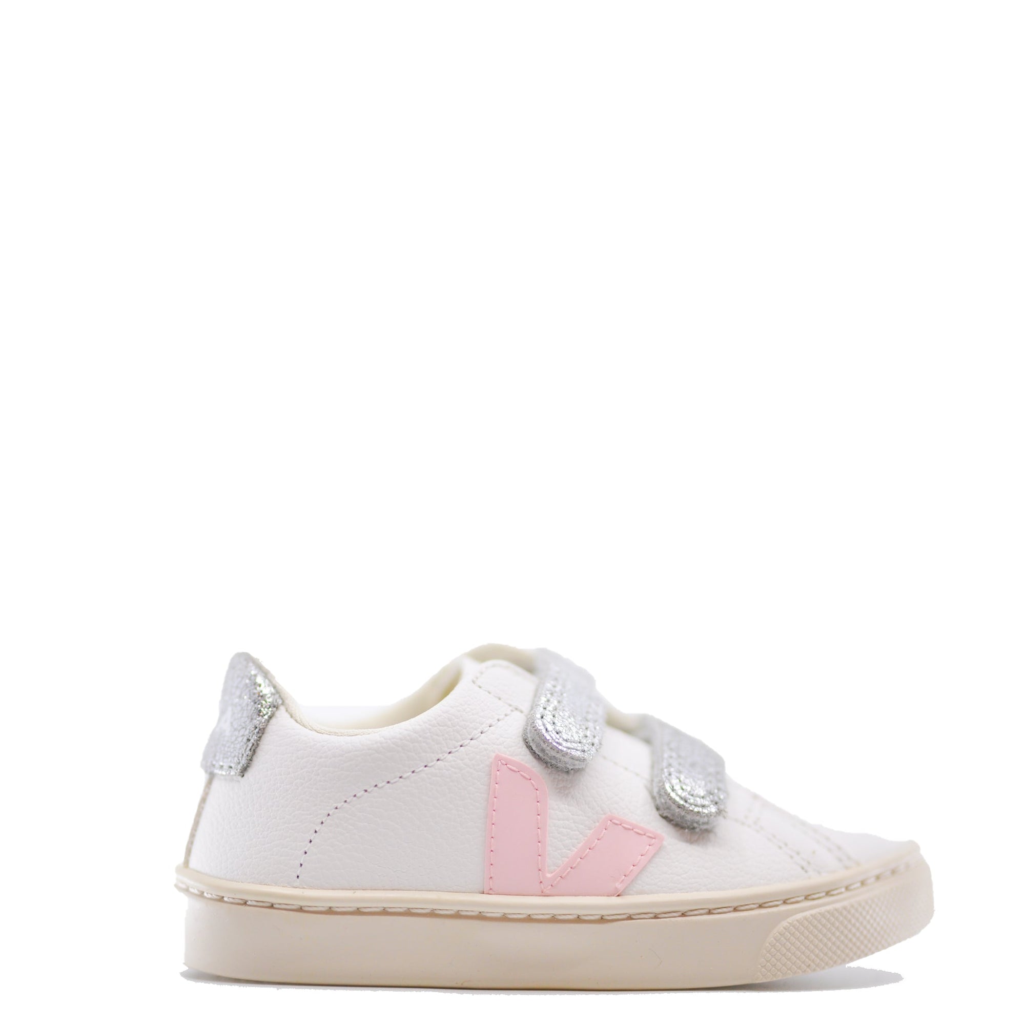 Veja White Petale Silver Velcro Sneaker-Tassel Children Shoes