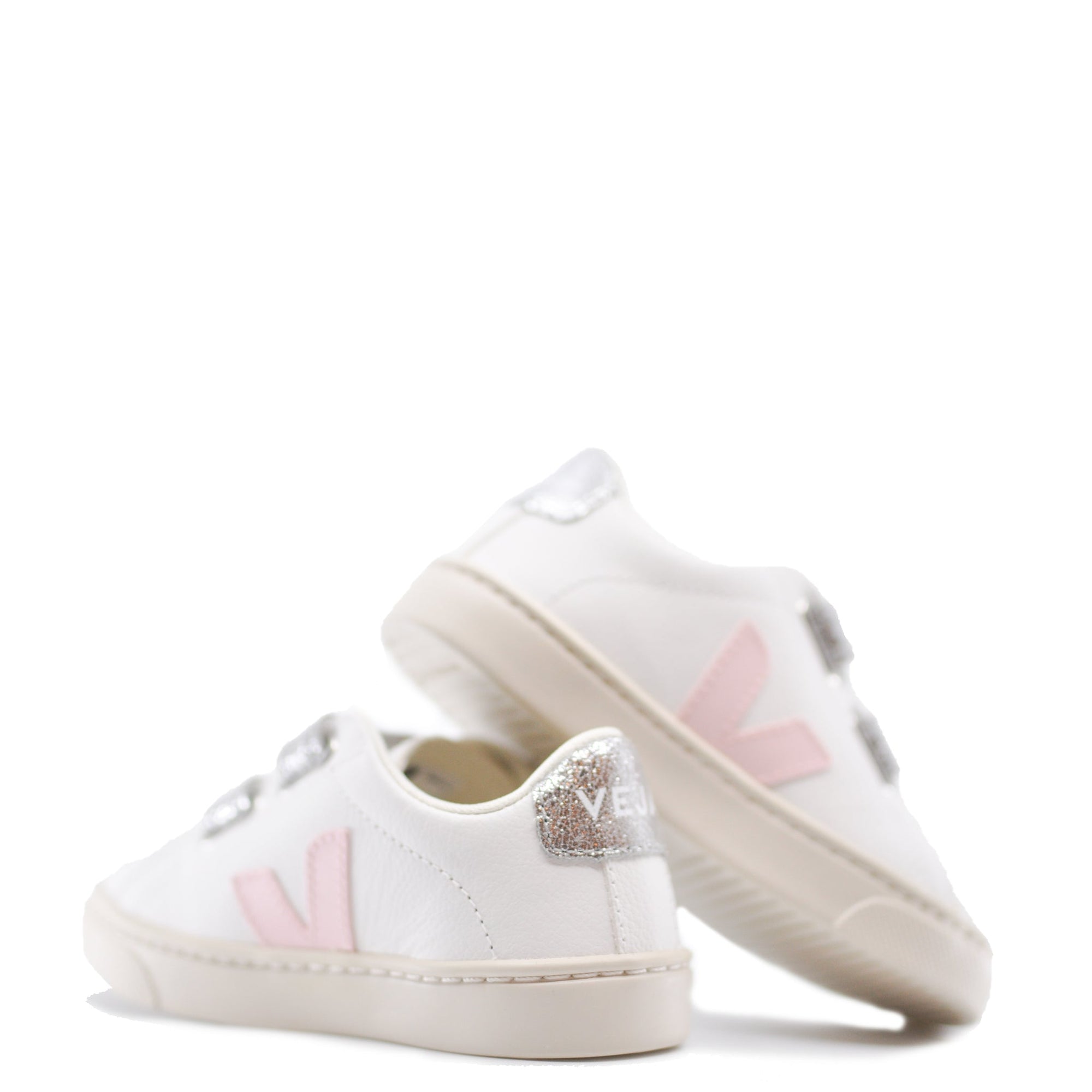 Veja White Petale Silver Velcro Sneaker-Tassel Children Shoes