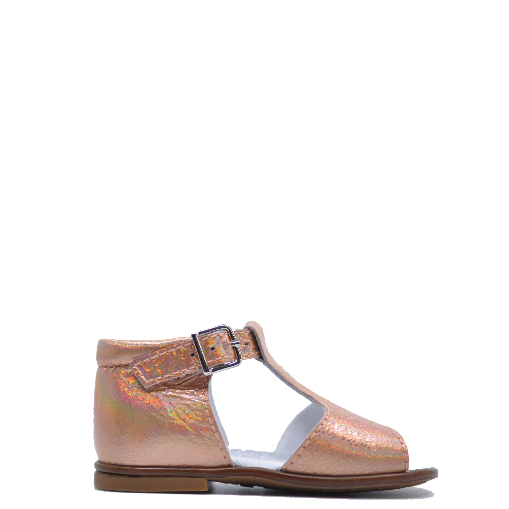 Beberlis Rose Gold Iridescent Baby Sandal-Tassel Children Shoes