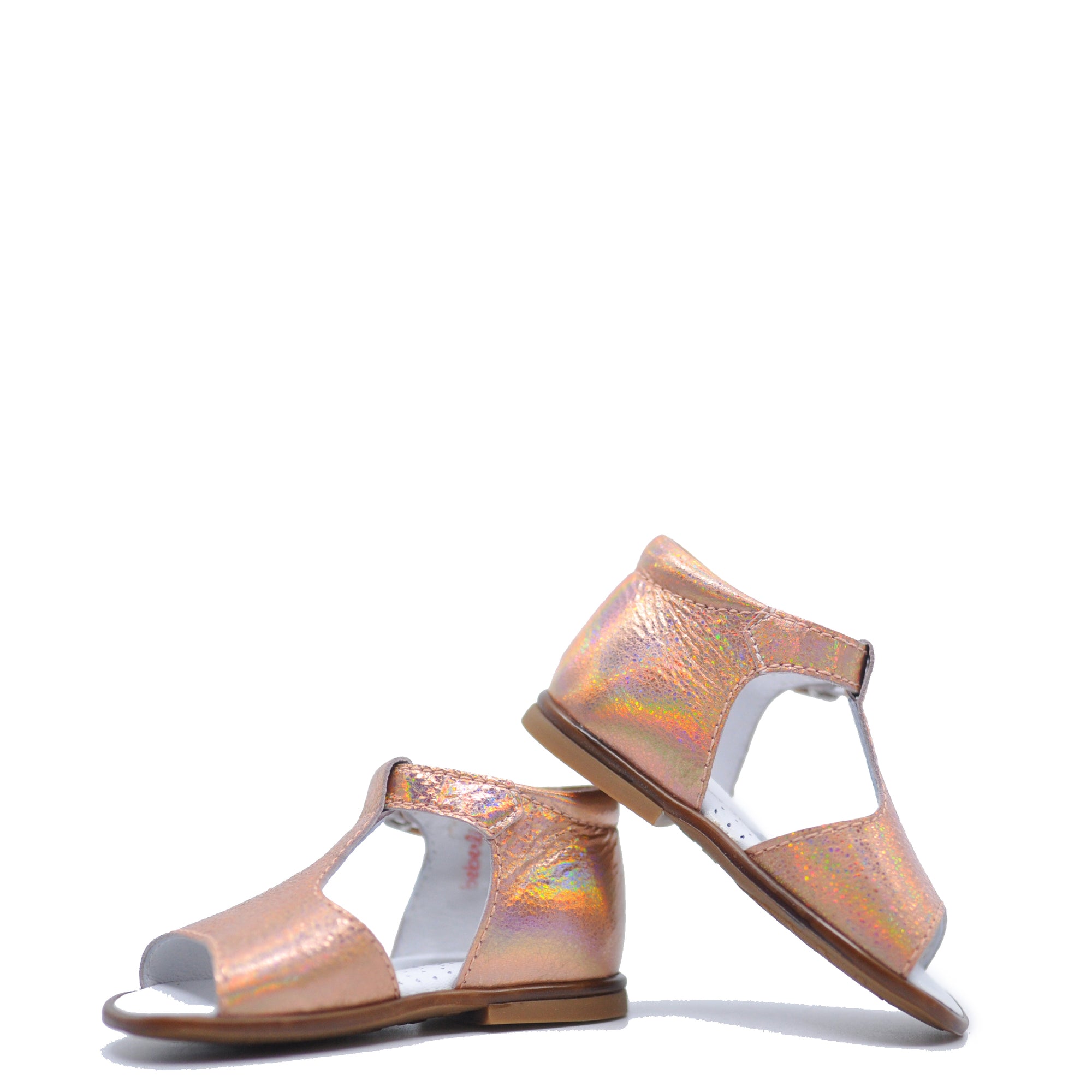 Beberlis Rose Gold Iridescent Baby Sandal-Tassel Children Shoes