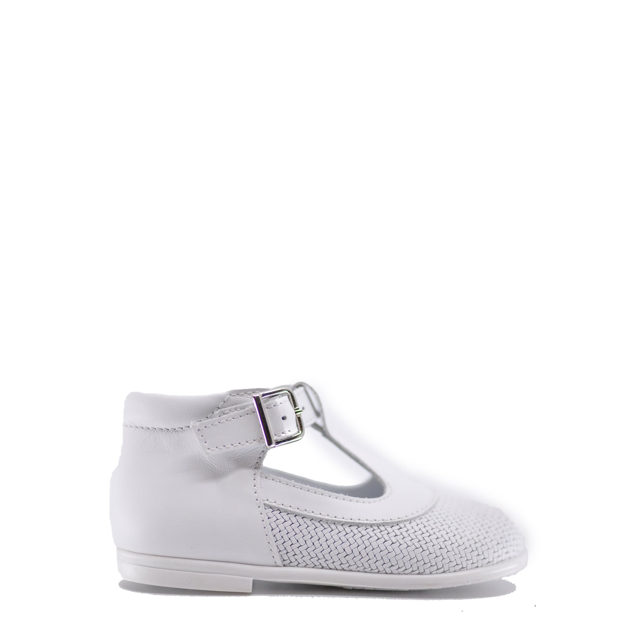 Beberlis White Weave T-Strap Baby Shoe-Tassel Children Shoes