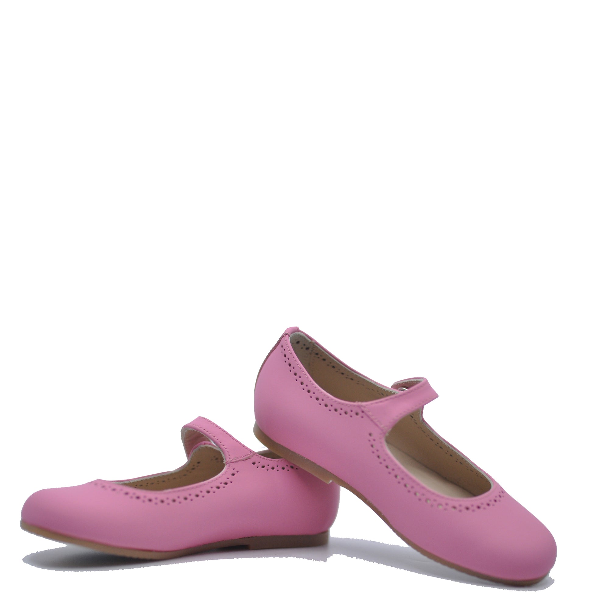 Manuela Neon Pink Perforated Mary Jane-Tassel Children Shoes