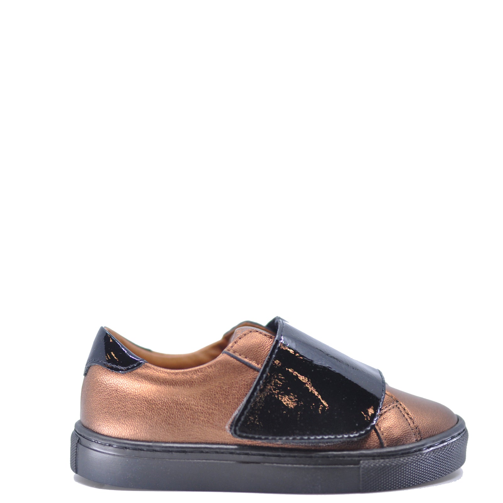 Atlanta Mocassin Rust and Black Velcro Sneaker-Tassel Children Shoes