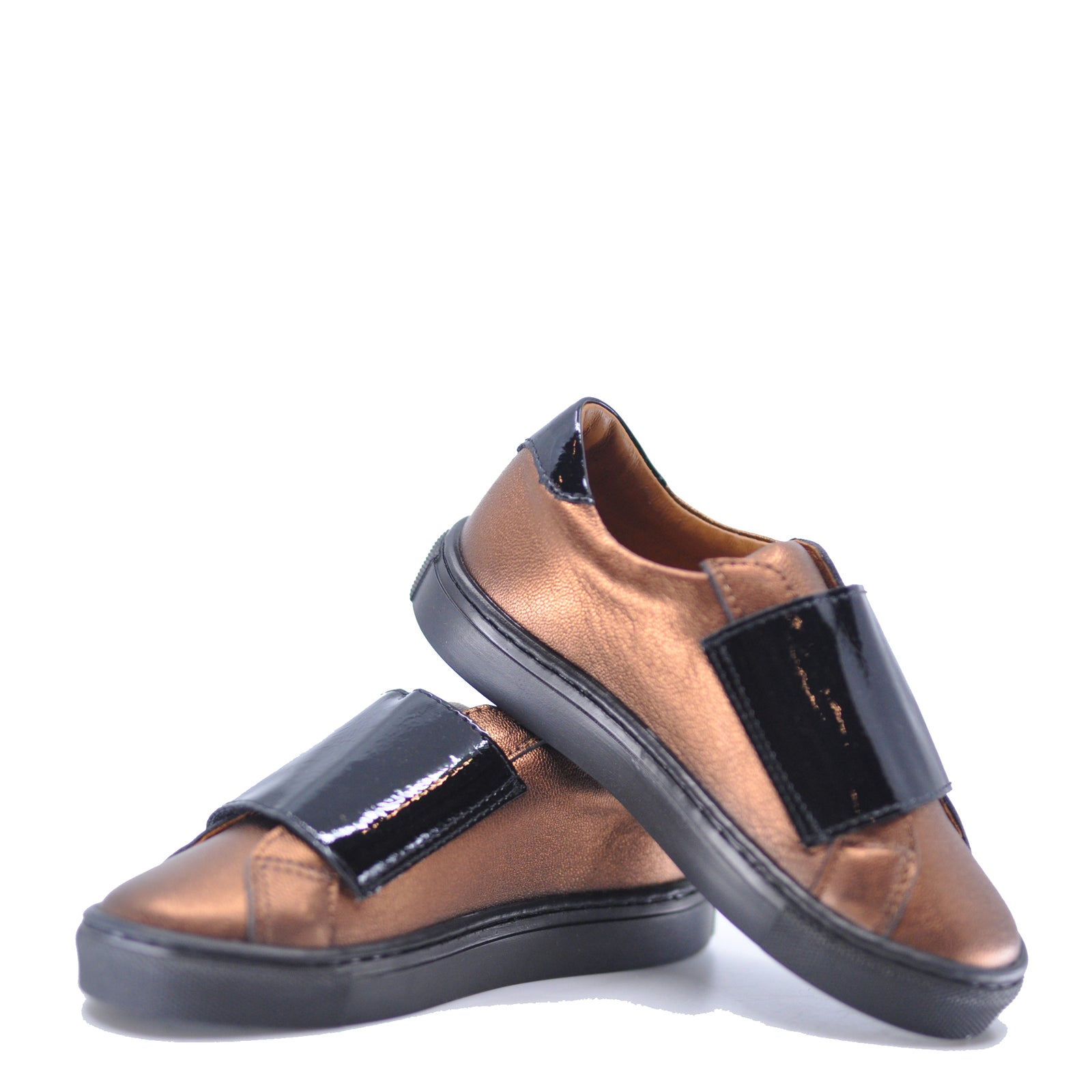 Atlanta Mocassin Rust and Black Velcro Sneaker-Tassel Children Shoes