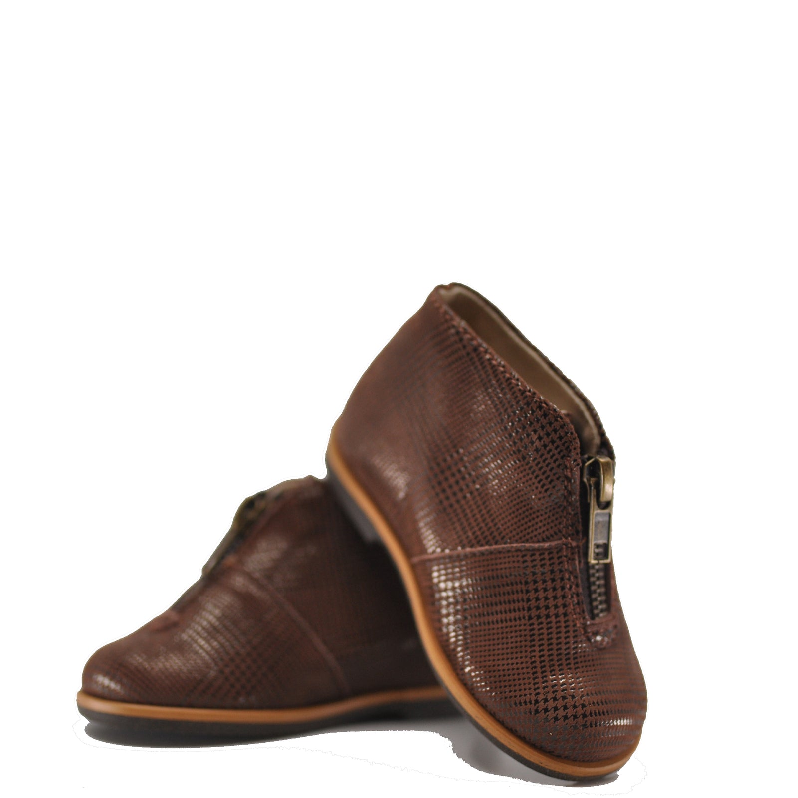 Manuela Brown Scottish Zipper Bootie-Tassel Children Shoes