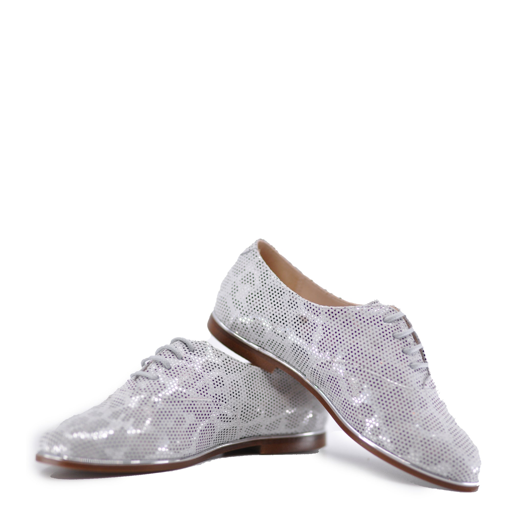 Beberlis Silver Leopard Lace-Up-Tassel Children Shoes