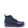 Manuela Navy Wool and Leather Laceup Bootie-Tassel Children Shoes