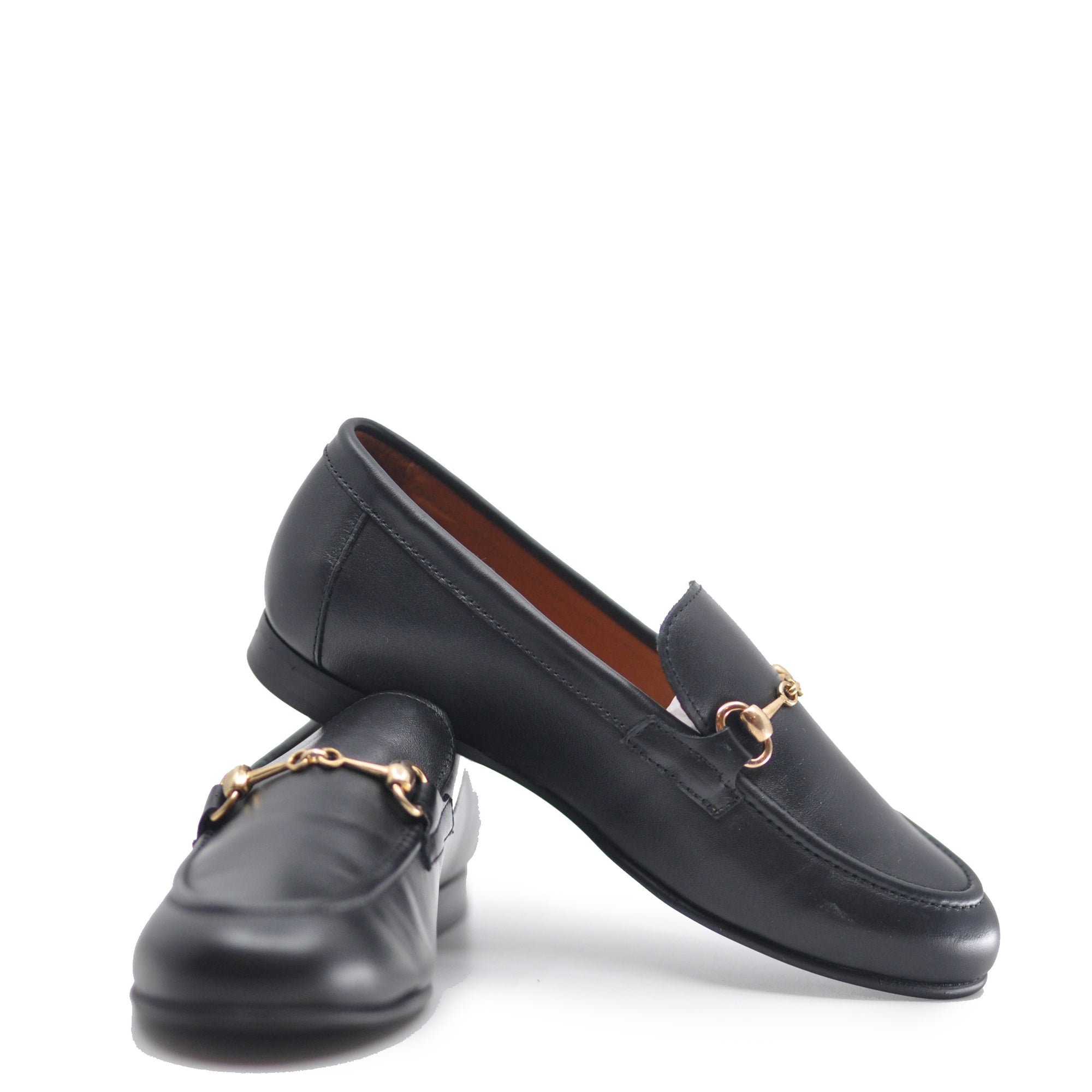 old Atlanta Mocassin Black Leather Buckle Dress Shoe-Tassel Children Shoes