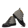 Blublonc Black and White Patent Houndstooth Bootie-Tassel Children Shoes