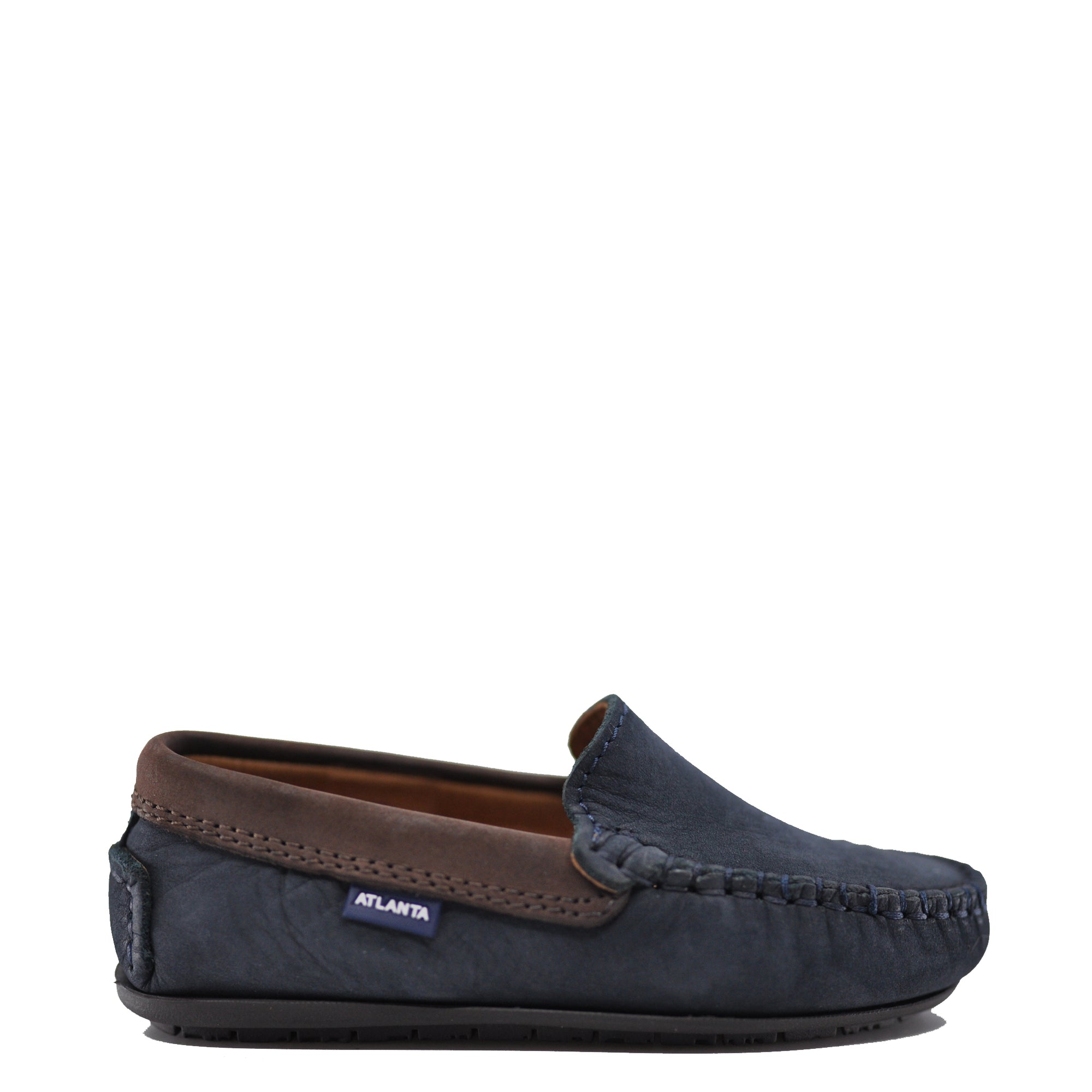 Atlanta Mocassin Navy and Brown Nubok Loafer-Tassel Children Shoes
