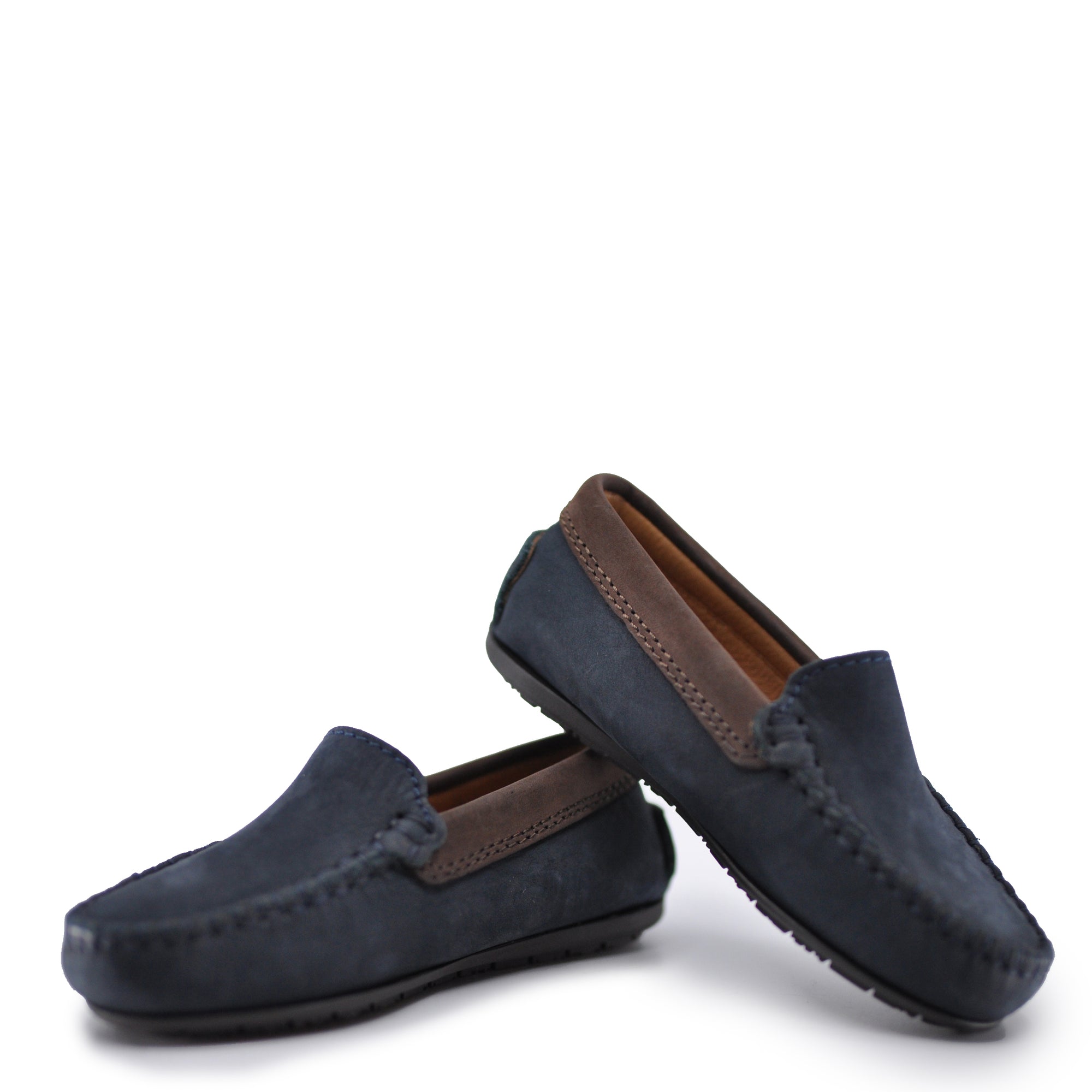 Atlanta Mocassin Navy and Brown Nubok Loafer-Tassel Children Shoes