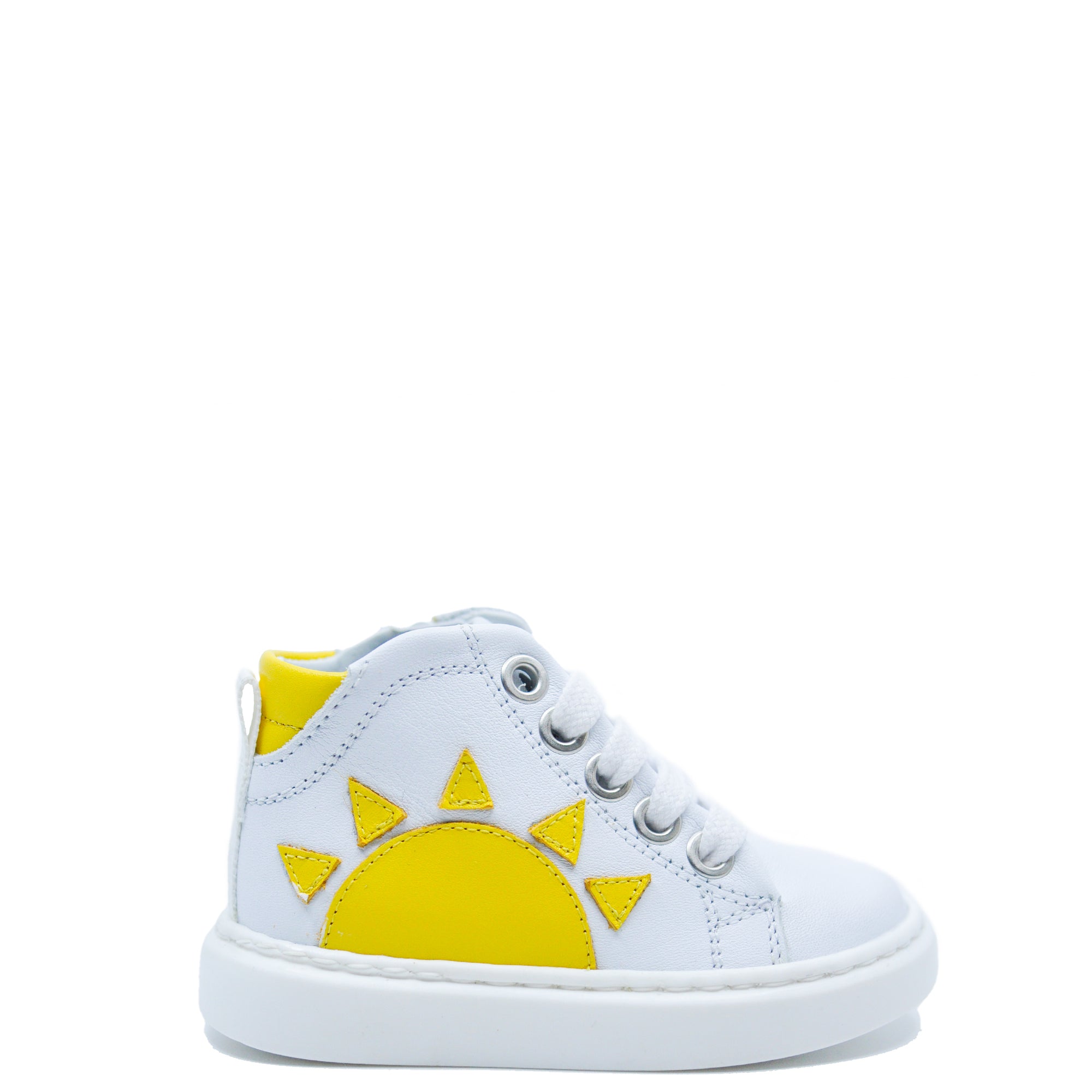 Maa White and Yellow Sun Sneaker-Tassel Children Shoes