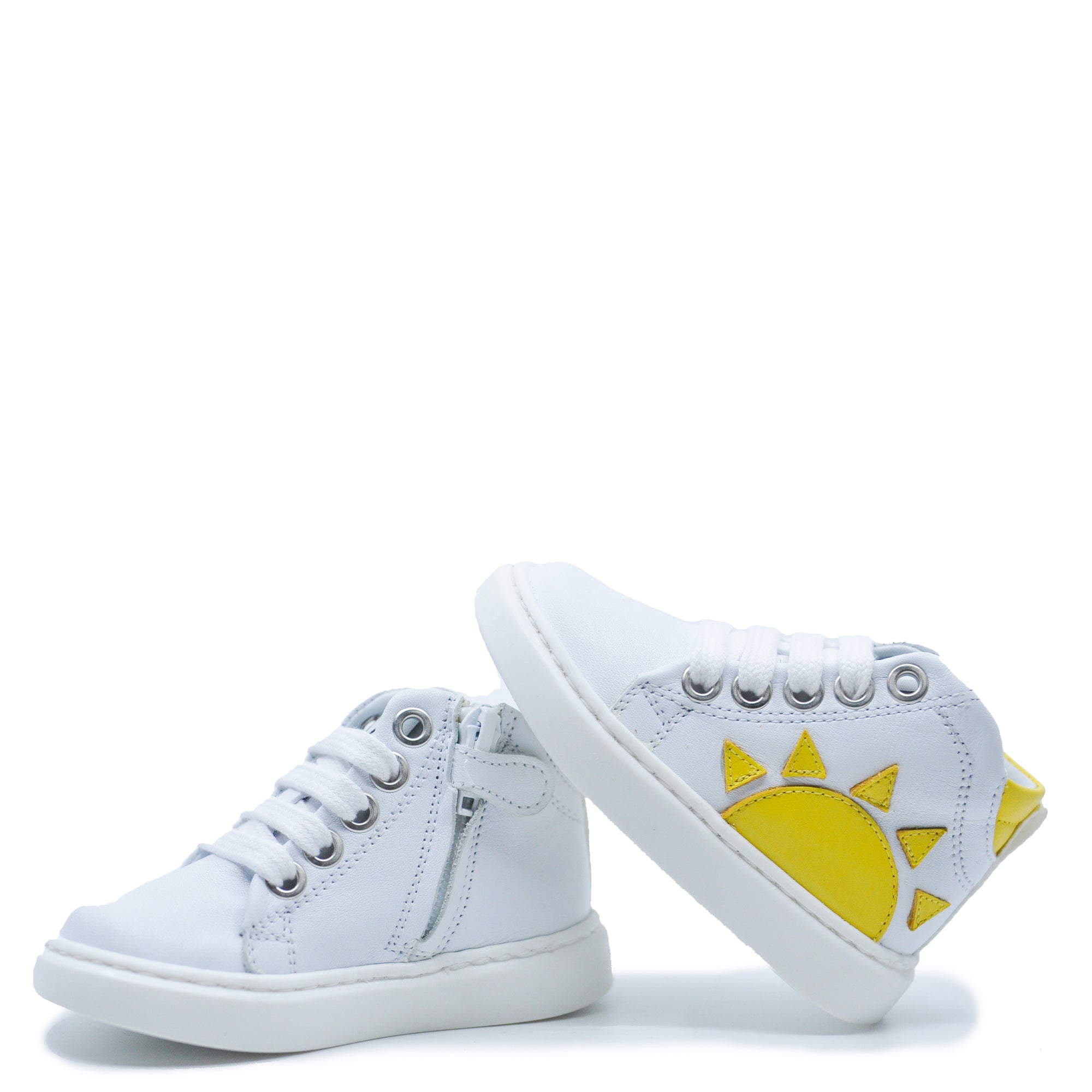 Maa White and Yellow Sun Sneaker-Tassel Children Shoes
