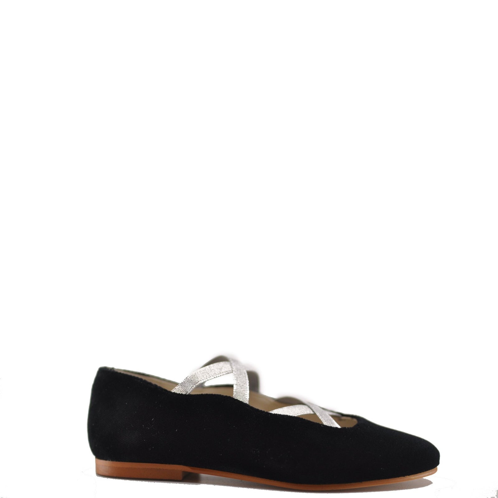 Sonatina Black and Silver Velvet Criss Cross Mary Jane-Tassel Children Shoes