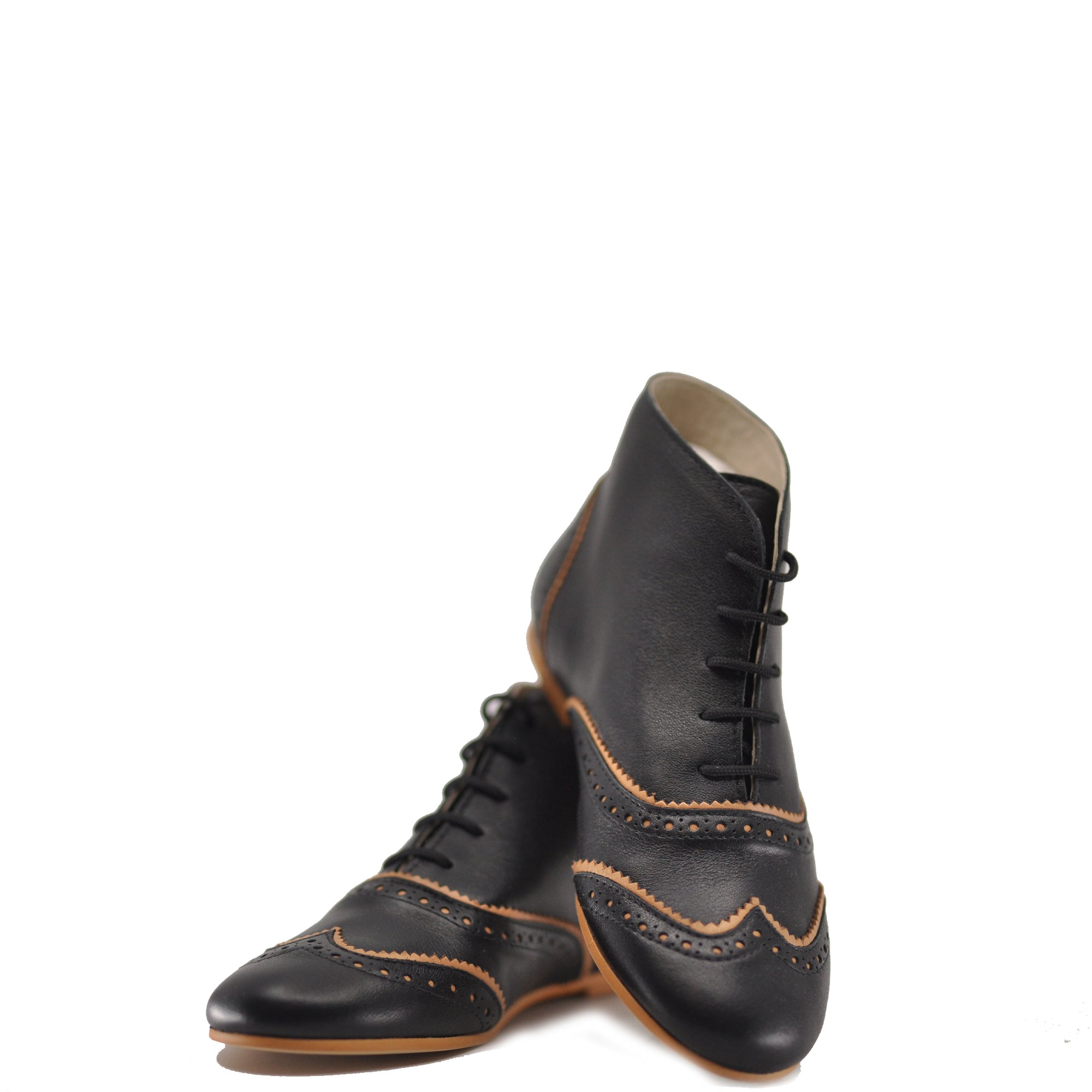 Sonatina Black and Cognac Wingtip Bootie-Tassel Children Shoes