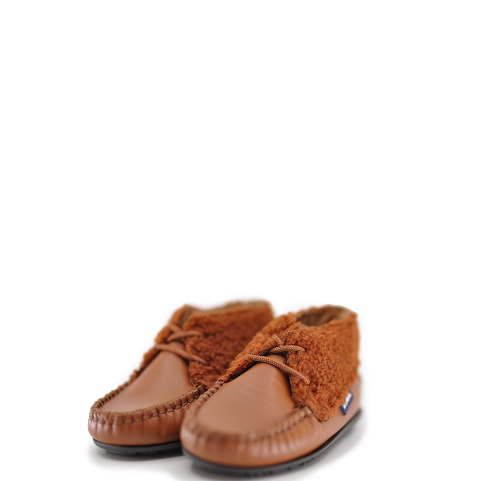 Atlanta Mocassin Luggage Shearling Lace-Up Baby Bootie-Tassel Children Shoes