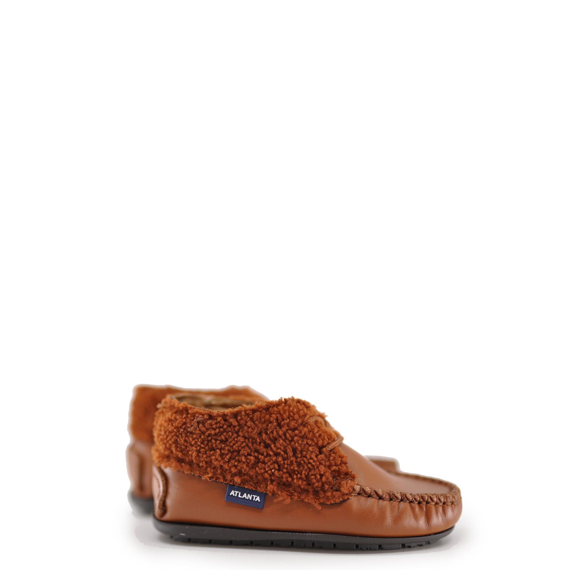 Atlanta Mocassin Luggage Shearling Lace-Up Baby Bootie-Tassel Children Shoes