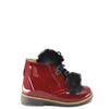 Emel Red Patent Fur Tongue Bootie-Tassel Children Shoes