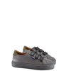 Atlanta Mocassin Grey and Black Leather Velcro Sneaker-Tassel Children Shoes