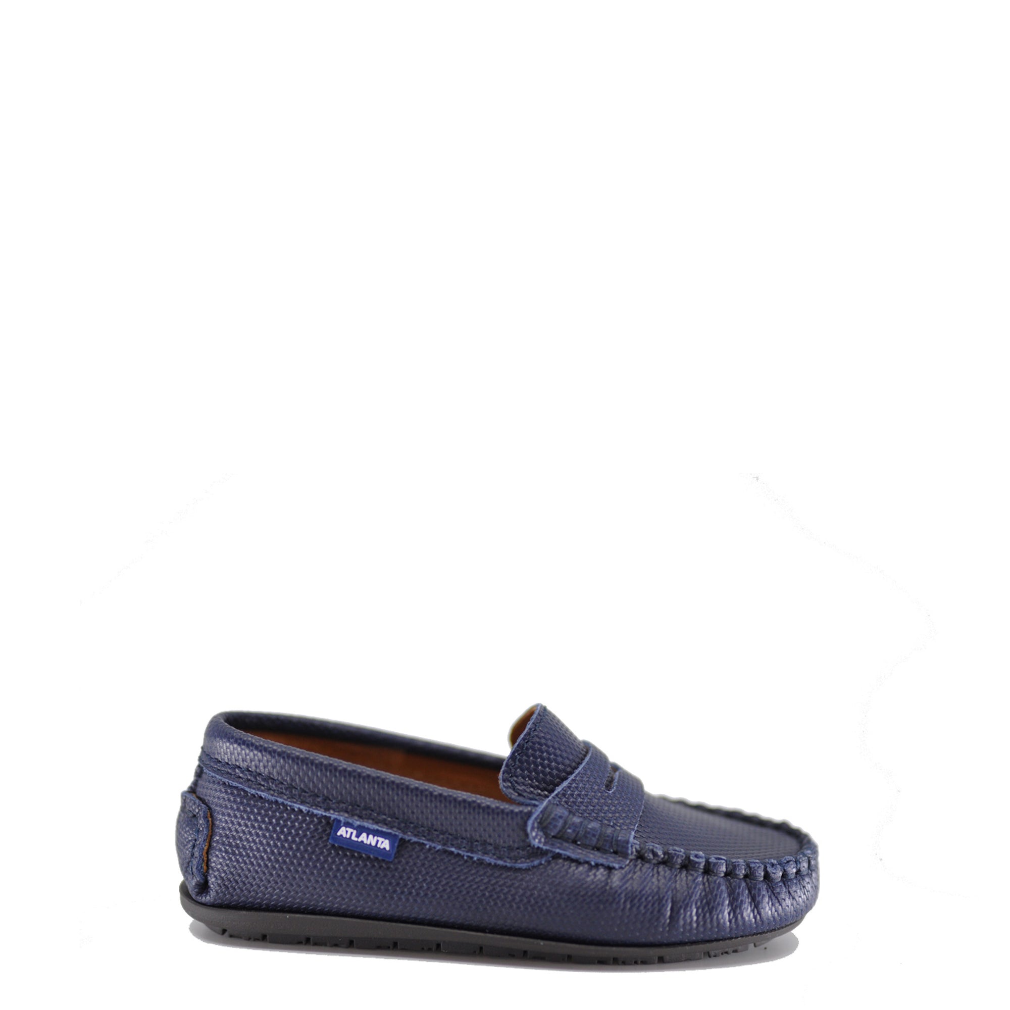 Atlanta Mocassin Navy Textured Leather Penny Loafer-Tassel Children Shoes