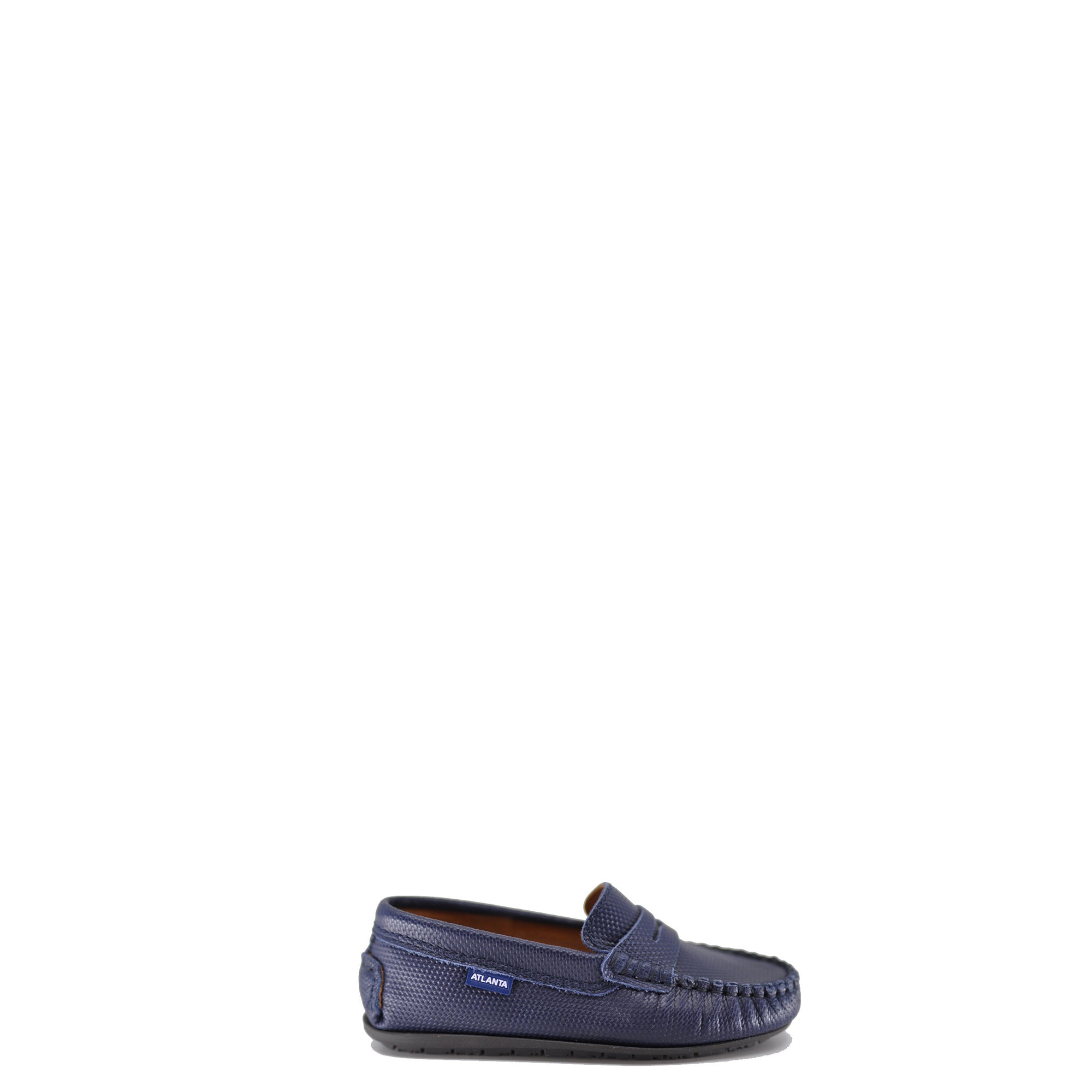 Atlanta Mocassin Navy Textured Leather Penny Loafer-Tassel Children Shoes