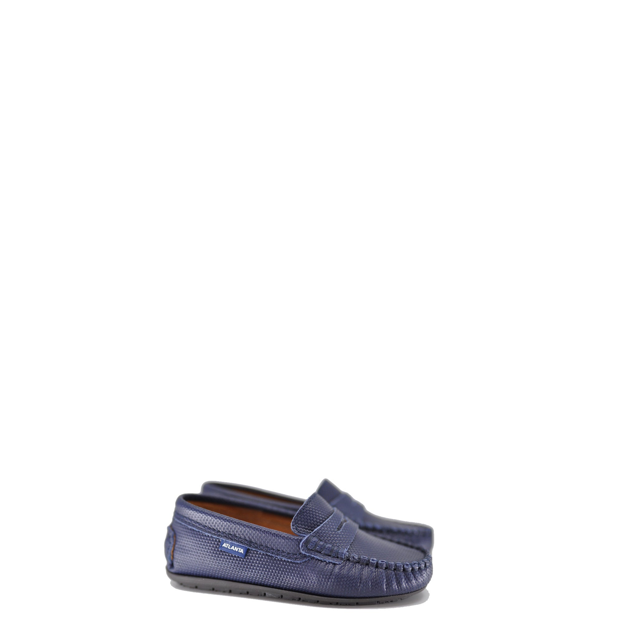 Atlanta Mocassin Navy Textured Leather Penny Loafer-Tassel Children Shoes