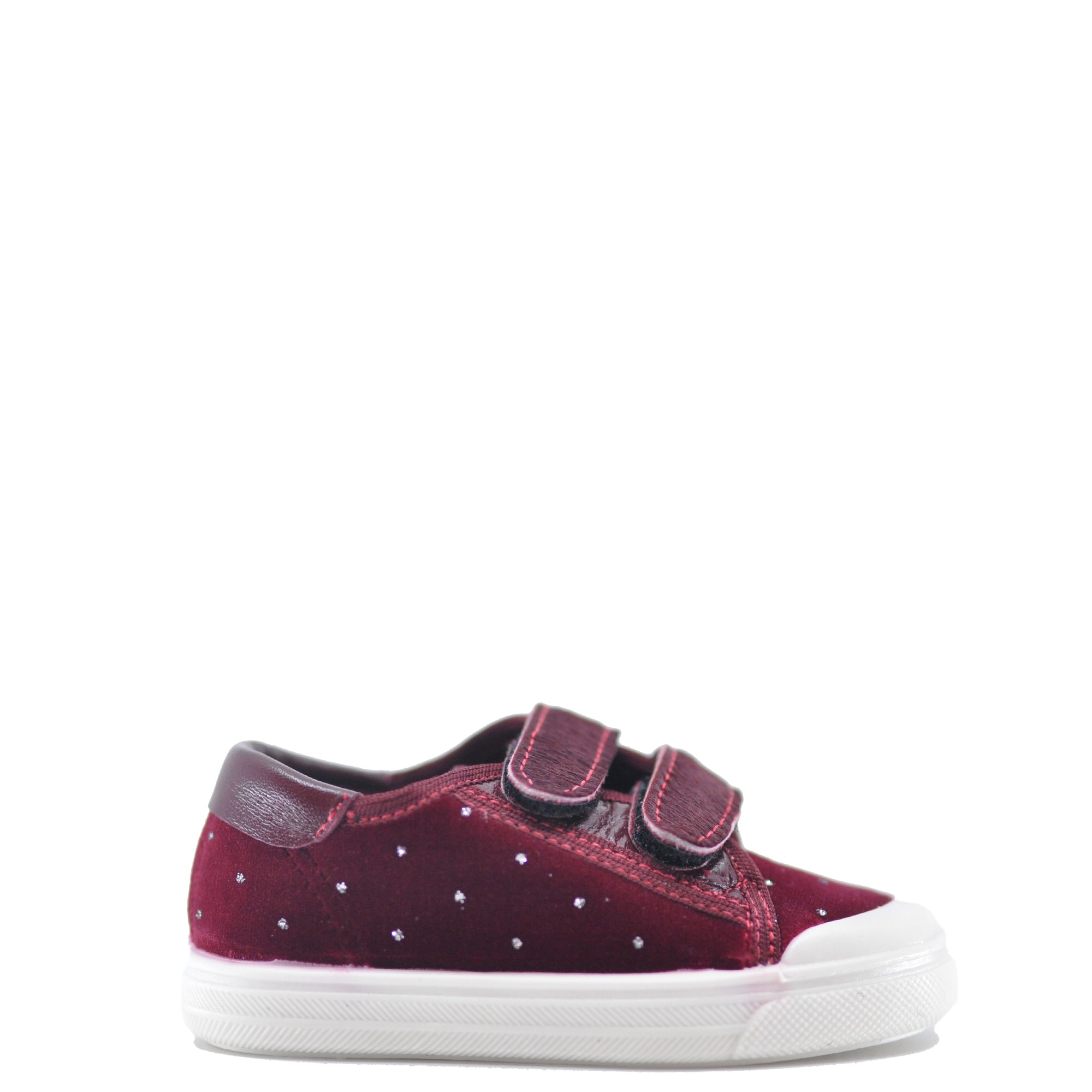 Pepe Burgundy Crystal Velvet Velcro Sneaker-Tassel Children Shoes