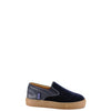 Atlanta Mocassin Navy Velvet and Leather Slip-On Sneaker-Tassel Children Shoes