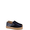 Atlanta Mocassin Navy Velvet and Leather Slip-On Sneaker-Tassel Children Shoes