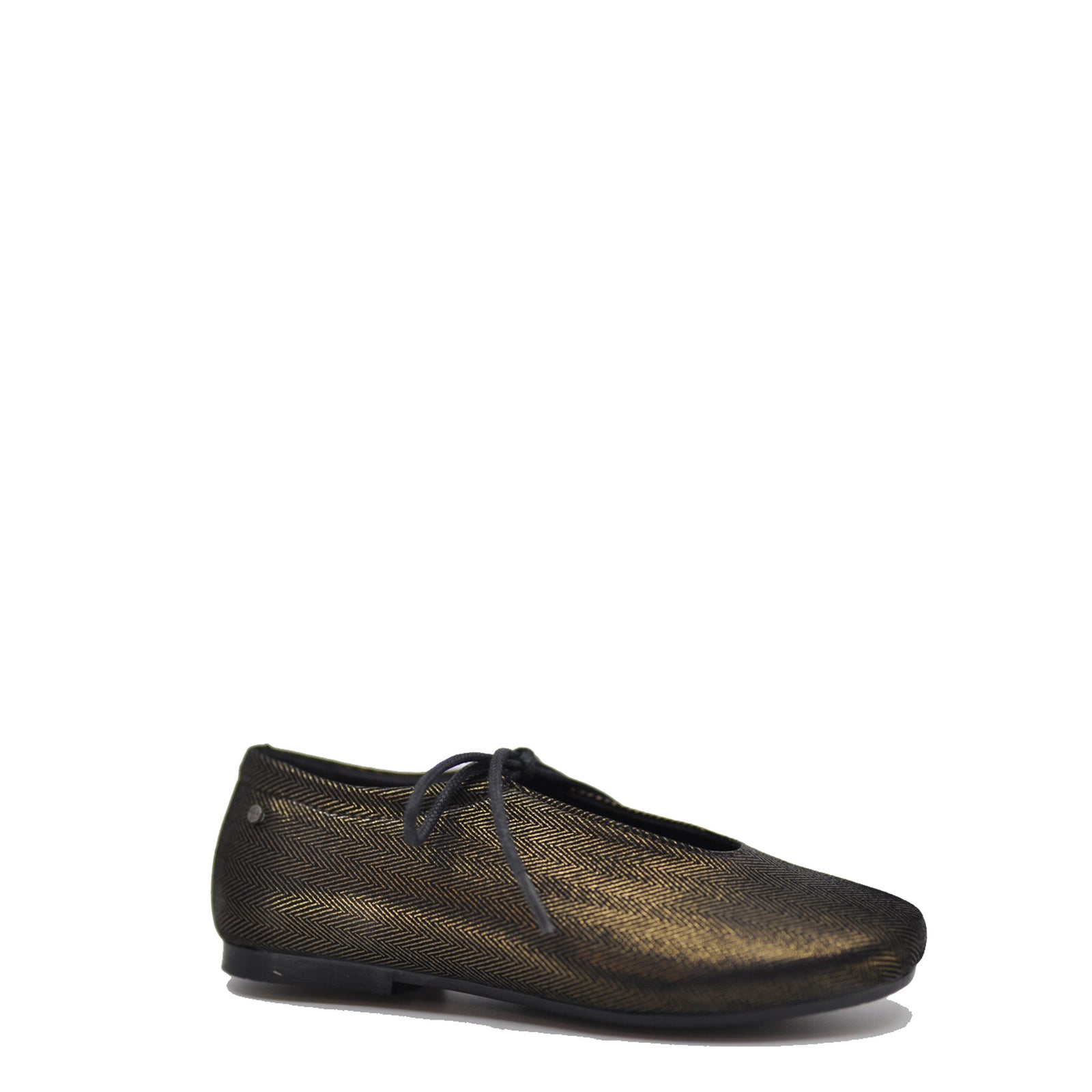 Manuela Black and Gold Herringbone Lace Shoe-Tassel Children Shoes