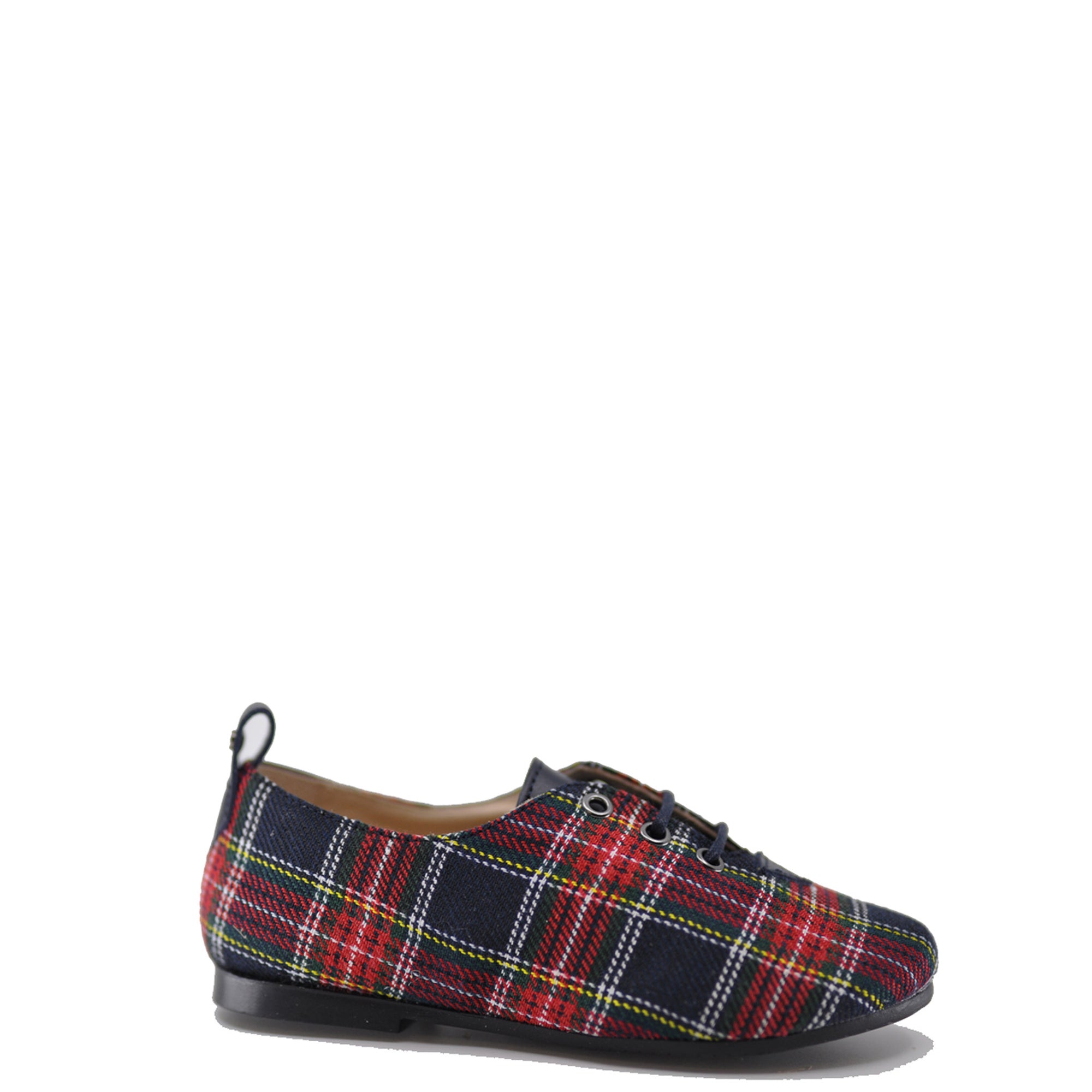 Manuela Scotland Plaid Navy Derby-Tassel Children Shoes