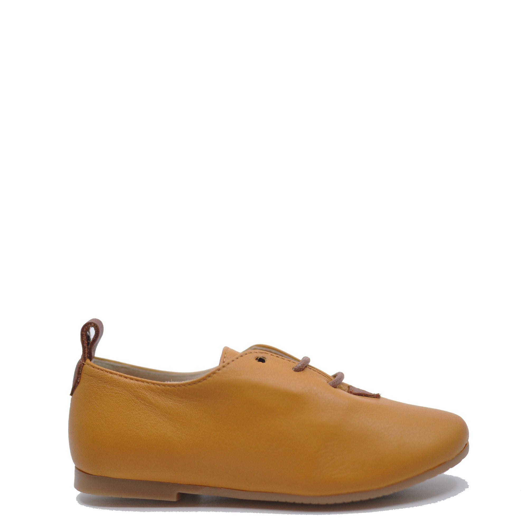 Manuela Mustard Leather Derby-Tassel Children Shoes