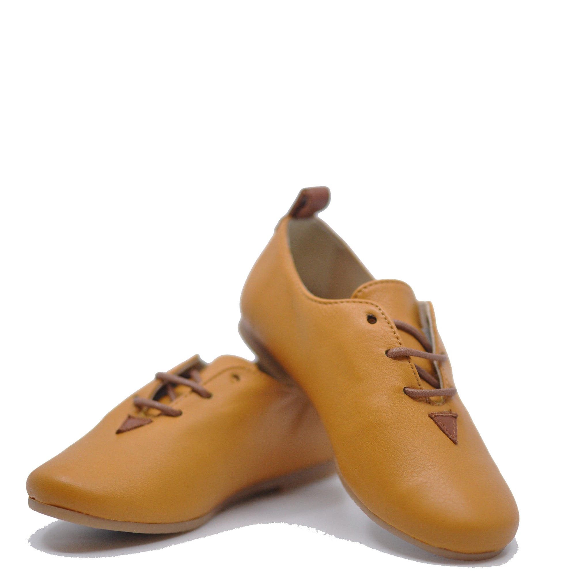 Manuela Mustard Leather Derby-Tassel Children Shoes