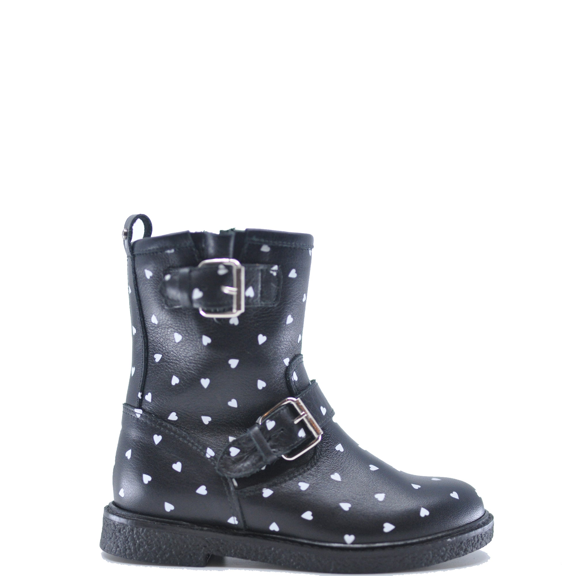 Manuela Black Hearts Buckle Boot-Tassel Children Shoes