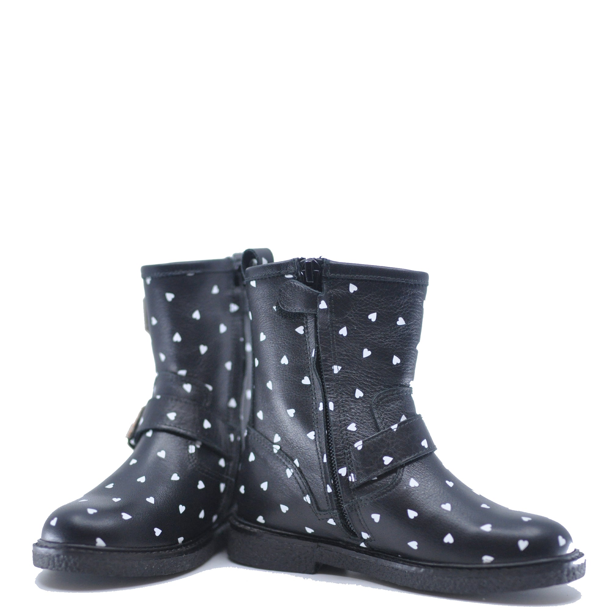 Manuela Black Hearts Buckle Boot-Tassel Children Shoes