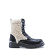 Manuela Black Patent and White Shearling Bootie-Tassel Children Shoes