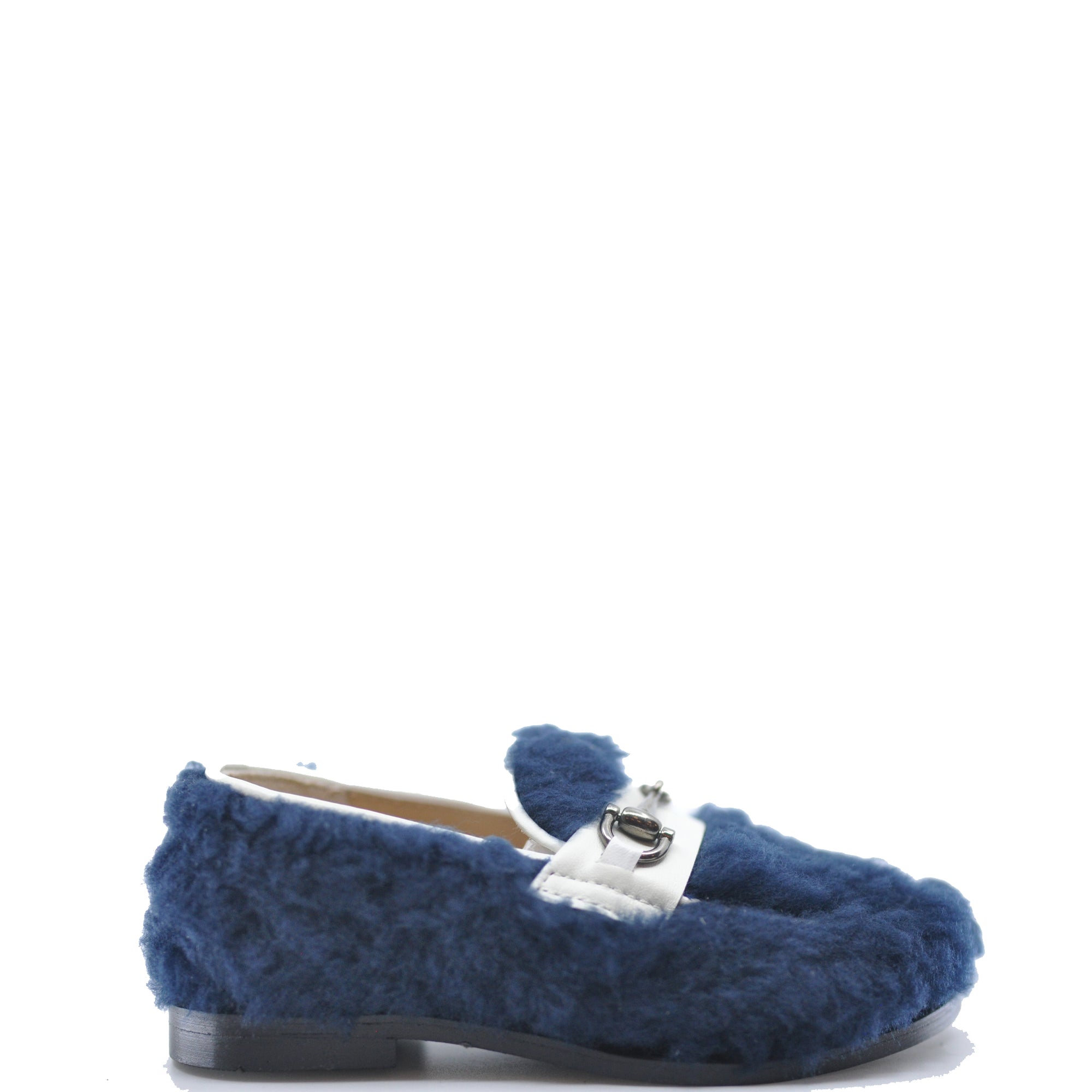 LMDI Navy Sherpa Buckle Loafer-Tassel Children Shoes