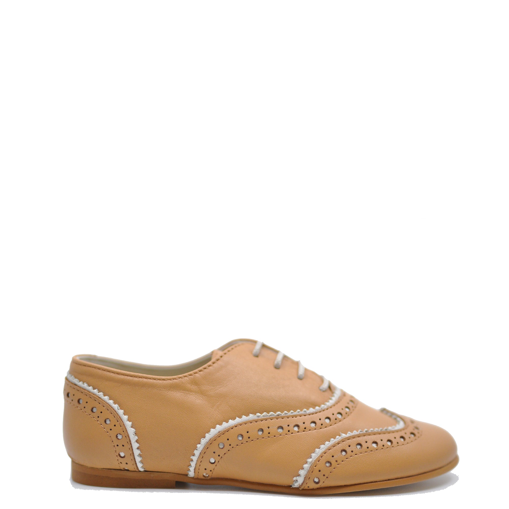 Sonatina Tan and White Wingtip Oxford-Tassel Children Shoes