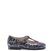 Beberlis Gray Leopard Patent T-Strap Mary Jane-Tassel Children Shoes