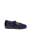 Beberlis Navy Quilted Velvet Mary Jane-Tassel Children Shoes