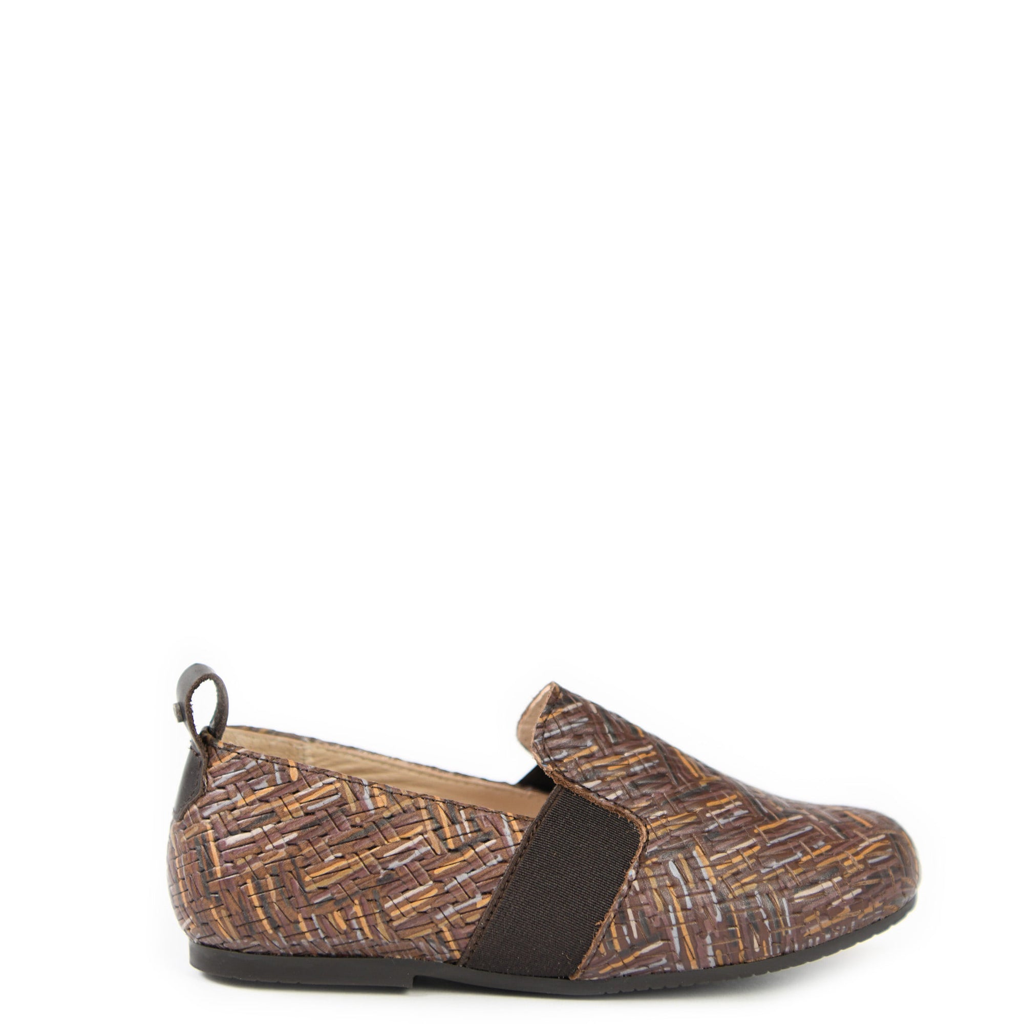 Manuela Brown Bottega Elastic Loafer-Tassel Children Shoes